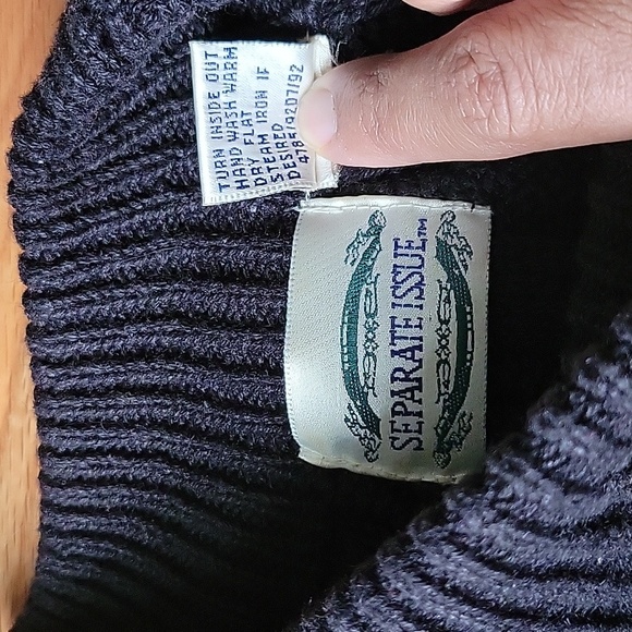 Seprate Issue Vintage Black Cableknit Sweater with Spring Flowers - Picture 5 of 9